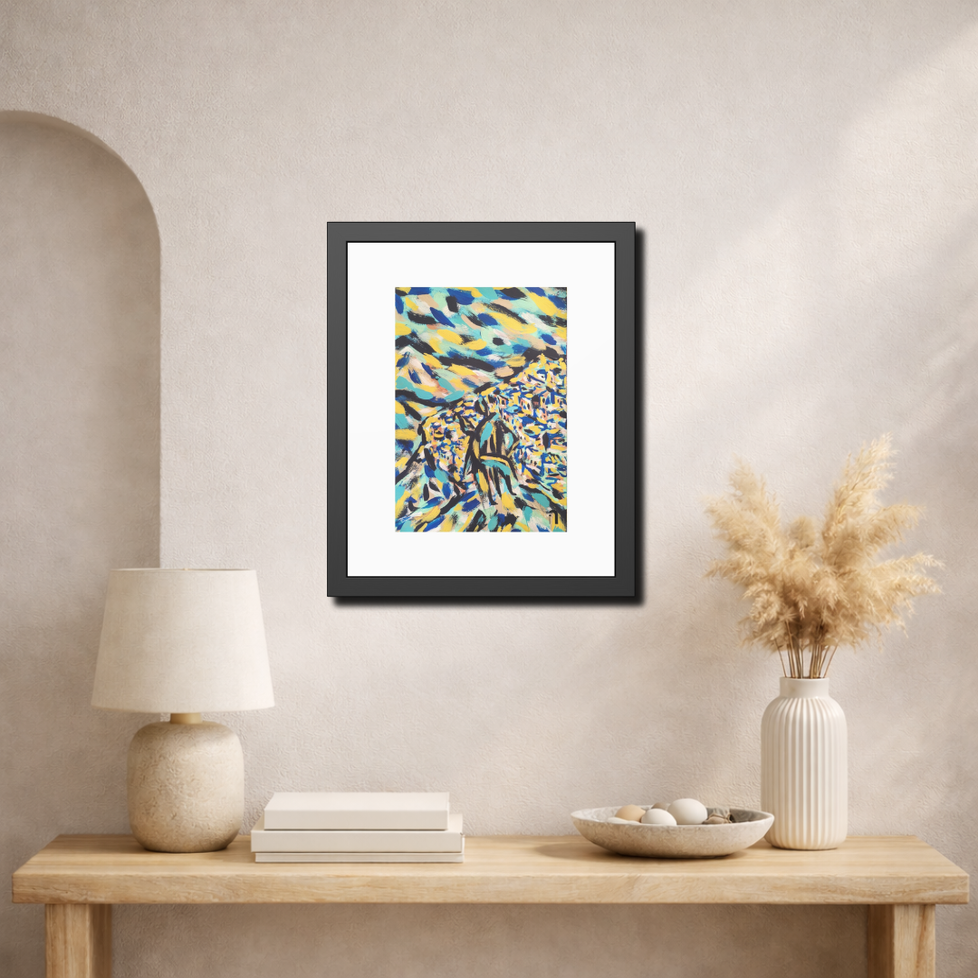 Before the Horizon Became Ours | Santorini | Framed Abstract Art Print | Bucket List Collection