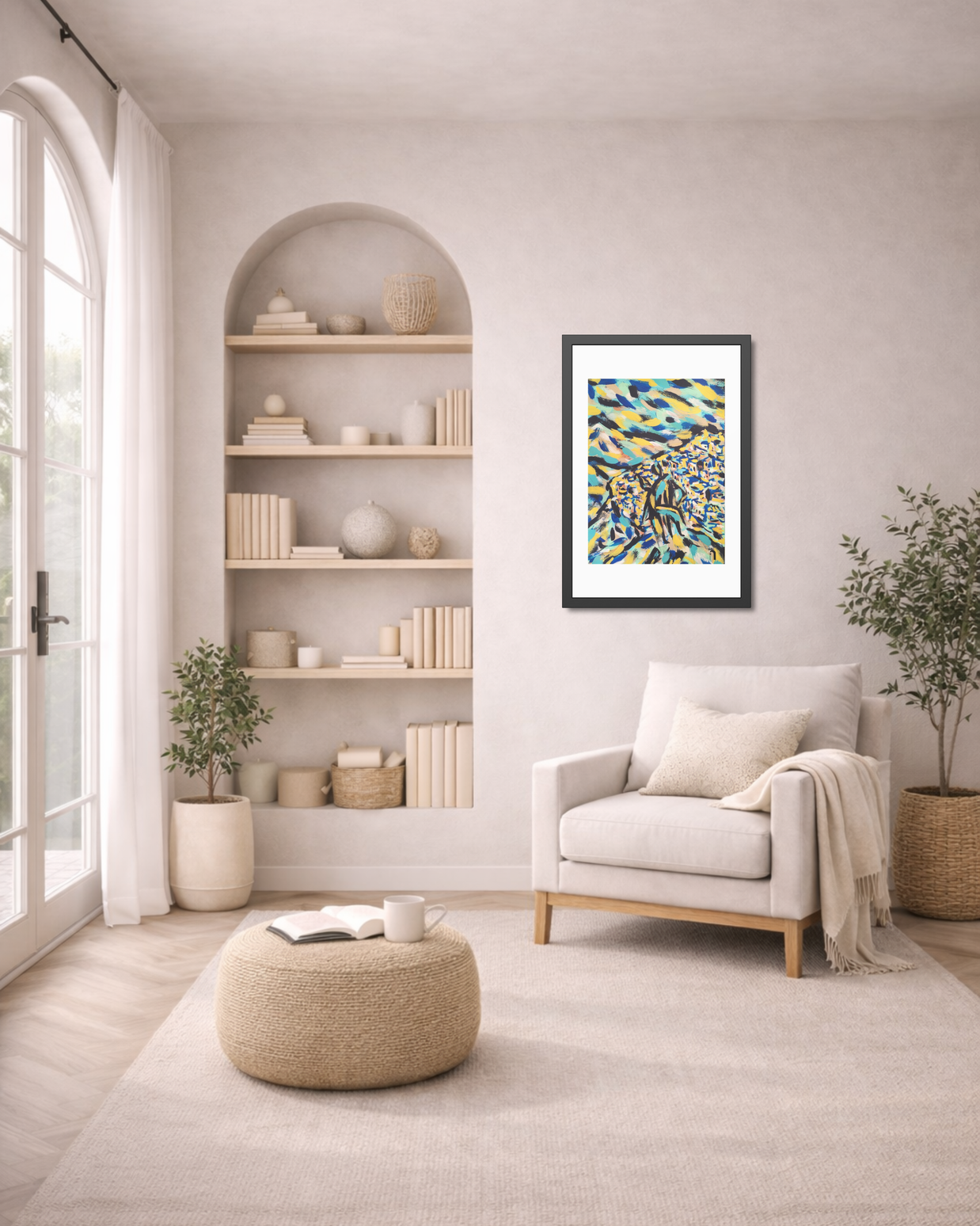 Before the Horizon Became Ours | Santorini | Framed Abstract Art Print | Bucket List Collection